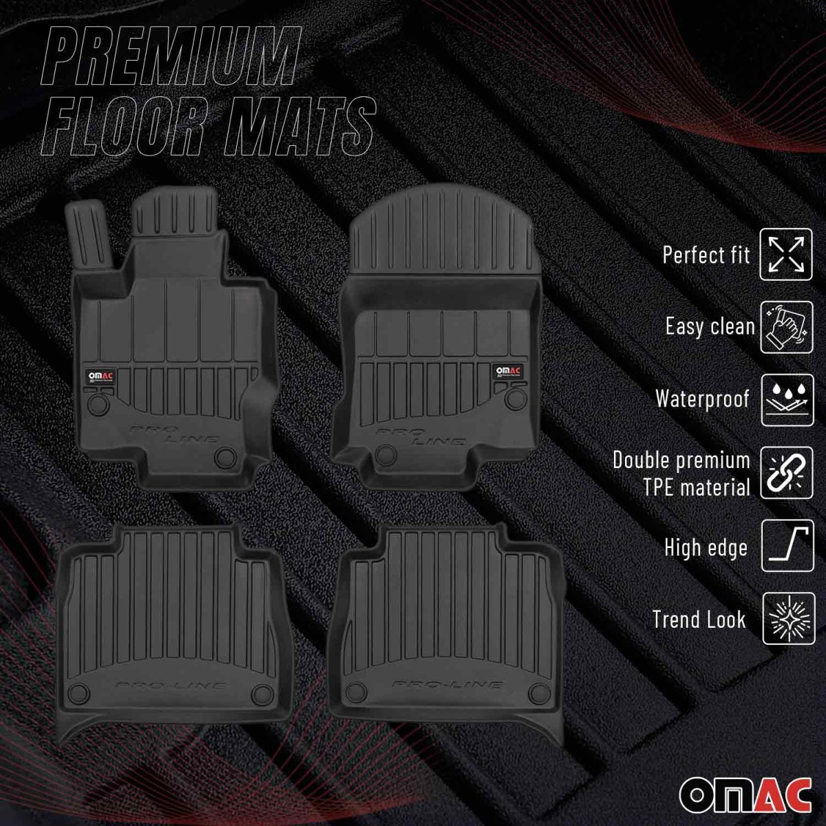 Mercedes GLE V167 Floor Mat - Omac - Premium TPE - Black - '19-'25